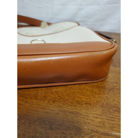 Dooney & Bourke Saddle Bag AWL Leather Push Lock Flap Bag Creme Tan Shoulder - Picture 9 of 13